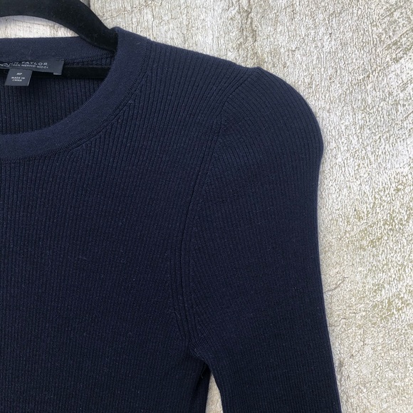 Ann Taylor | dark blue merino wool long sleeve top - Picture 4 of 5